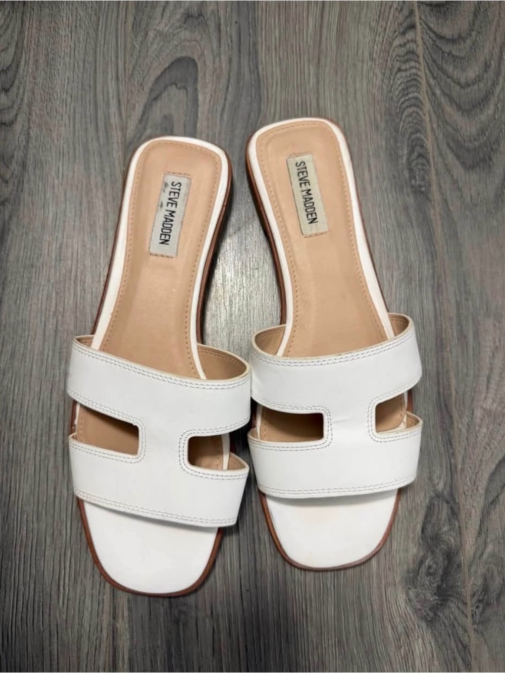 Steve Madden White Cutout Slide Mules